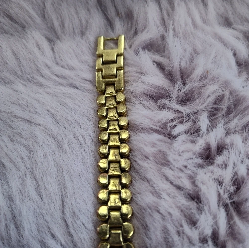 Charter Club Gold Floral Rhinestone Watch 8 Inch - Picture 7 of 9